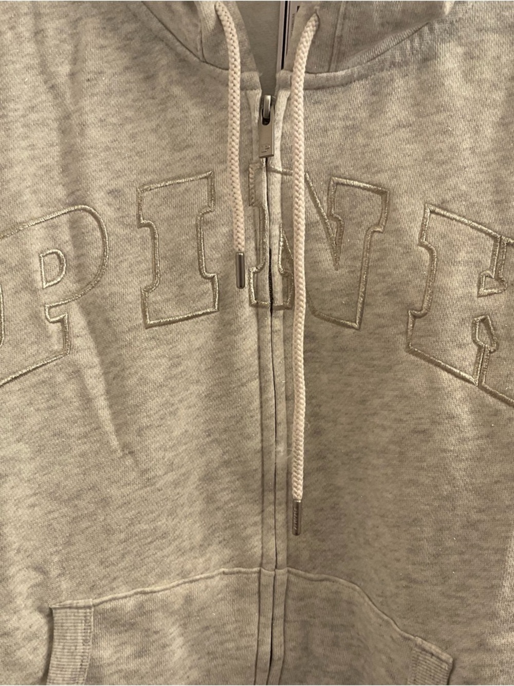 PINK Victoria’s Secret Campus Fleece Full Zip Hoodie - NWT - XL Snow Heather - Picture 4 of 9